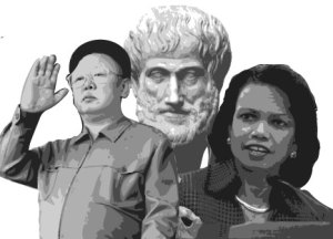 Condi, Kim-Il Sung and Socrates in debate.